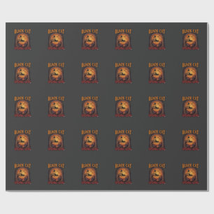 Zwarte Kat Speciale Liefde Halloween Maan Heks Pom Cadeaupapier