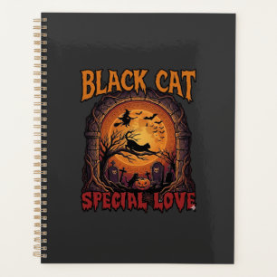 Zwarte Kat Speciale Liefde Halloween Maan Heks Pom Planner
