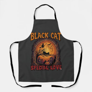 Zwarte Kat Speciale Liefde Halloween Maan Heks Pom Schort