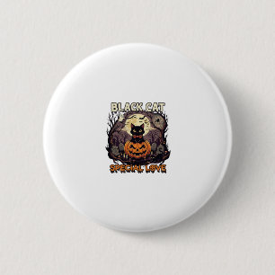 Zwarte Kat Speciale Liefde Halloween Pompoen Volle Ronde Button 5,7 Cm