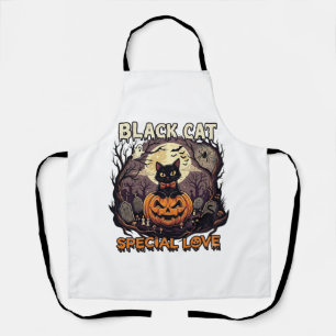 Zwarte Kat Speciale Liefde Halloween Pompoen Volle Schort