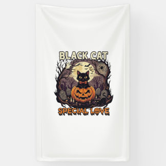 Zwarte Kat Speciale Liefde Halloween Pompoen Volle Spandoek