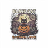 Zwarte Kat Speciale Liefde Halloween Pompoen Volle Sticker (Voorkant)