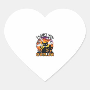 Zwarte Kat Speciale Liefde Halloween Spokenhuis Vl Hart Sticker