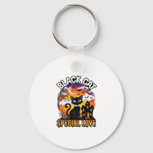 Zwarte Kat Speciale Liefde Halloween Spokenhuis Vl Sleutelhanger