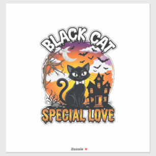 Zwarte Kat Speciale Liefde Halloween Spokenhuis Vl Sticker