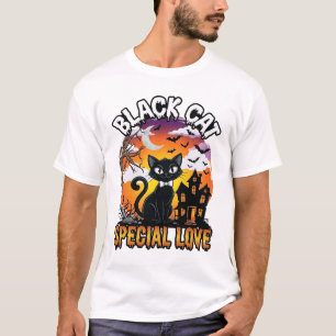 Zwarte Kat Speciale Liefde Halloween Spokenhuis Vl T-shirt