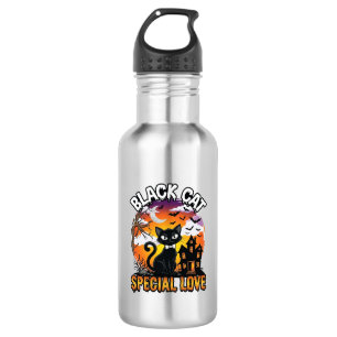 Zwarte Kat Speciale Liefde Halloween Spokenhuis Vl Waterfles
