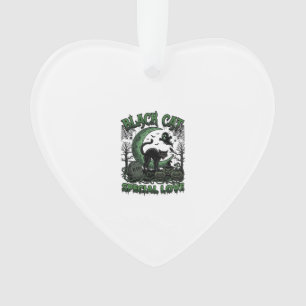 Zwarte Kat Speciale Liefde Haloween Halve Maan Gee Ornament