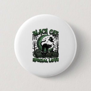 Zwarte Kat Speciale Liefde Haloween Halve Maan Gee Ronde Button 5,7 Cm