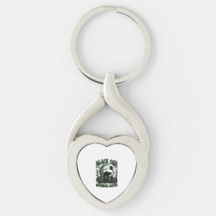 Zwarte Kat Speciale Liefde Haloween Halve Maan Gee Sleutelhanger