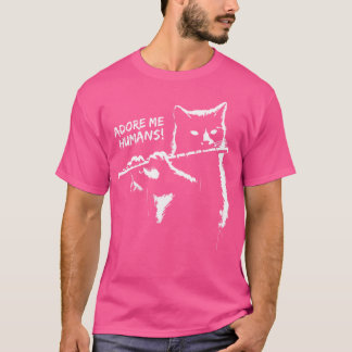 Zwarte kat speelt fluit - Grappige grafische kat k T-shirt