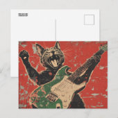 ZWARTE KAT SPEELT GITAAR BRIEFKAART (Voorkant / Achterkant)