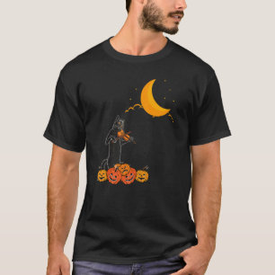 Zwarte Kat Speelt Viool Op Halloween Nacht Griezel T-shirt