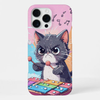 Zwarte Kat Speelt Xylofoon Cadeau voor Xylofoonspe iPhone 16 Pro Max Hoesje