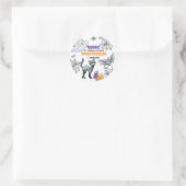 Zwarte Kat Spinnenweb & Geesten Halloween Ronde Sticker (Tas)