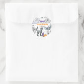 Zwarte Kat Spinnenweb & spoken Halloween Ronde Sticker (Tas)