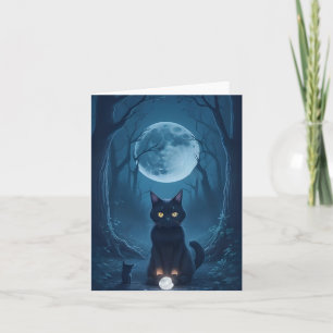 Zwarte Kat Spookbos Glanzende Witte Kristal Blank Kaart