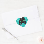 Zwarte kat springt eruit hart sticker (Envelop)
