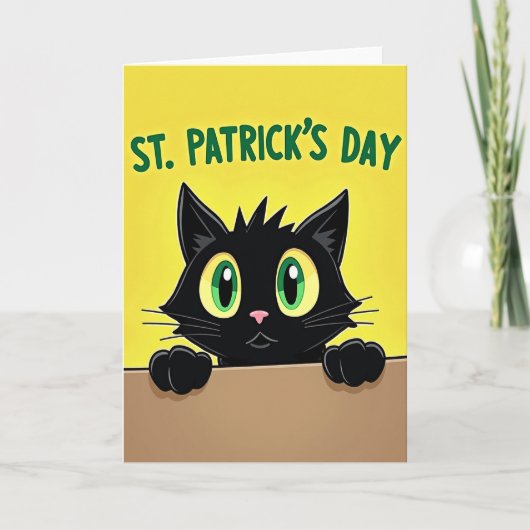 Zwarte Kat St. Patrick's Dag Kaart (Voorkant)