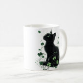 Zwarte Kat St. Patrick's Day Mok - Lucky Shamrock (Voorkant rechts)