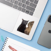  Zwarte Kat Staart Uit Sticker (Laptop met iPhone)