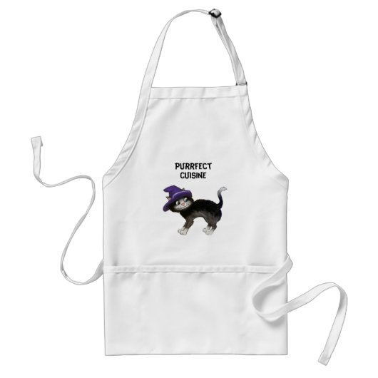 Zwarte kat standaard schort (Voorkant)