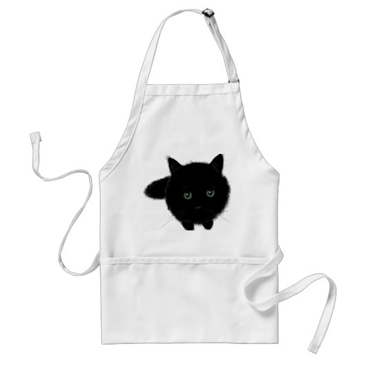 Zwarte kat standaard schort (Voorkant)