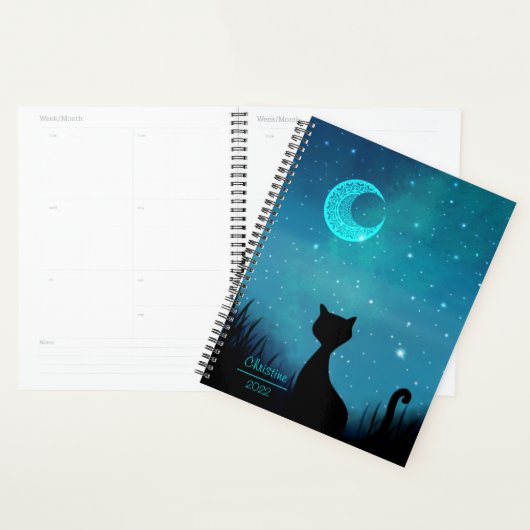 zwarte kat Starry sky naam en jaar Planner (Display)