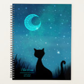 zwarte kat Starry sky naam en jaar Planner (Voorkant)