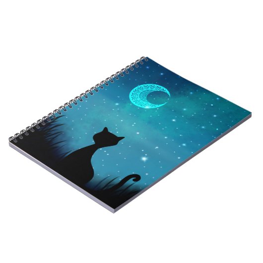 zwarte kat Starry sky Notitieboek (Linkerzijde)
