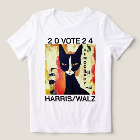 Zwarte Kat Stem Op Harris/Watz T-Shirt (Design voorkant)