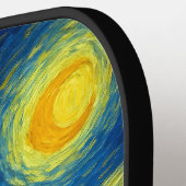 Zwarte Kat Sterrennacht Van Gogh Kat Selfie Pickleball Paddle (Links Detail)