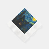 Zwarte Kat Sterrennacht Van Gogh Kat Selfie Servet (Hoek)