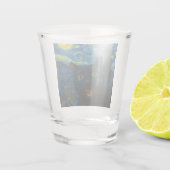 Zwarte Kat Sterrennacht Van Gogh Kat Selfie Shot Glas (Achterkant)