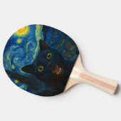 Zwarte Kat Sterrennacht Van Gogh Kat Selfie Tafeltennisbatje (Zijkant)