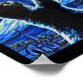 Zwarte kat Sterrennacht Vincent van Gogh Halloween Poster (Hoek)