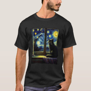 Zwarte Kat Sterrennacht Zwarte Kat T-shirt
