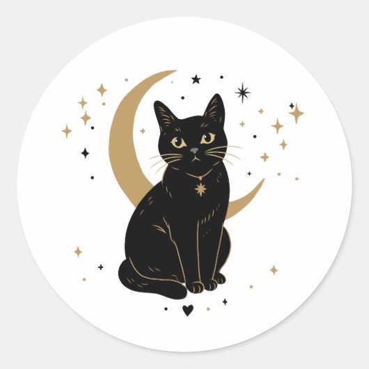 Zwarte kat sticker (Voorkant)