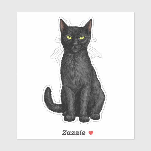 Zwarte kat sticker (Vel)