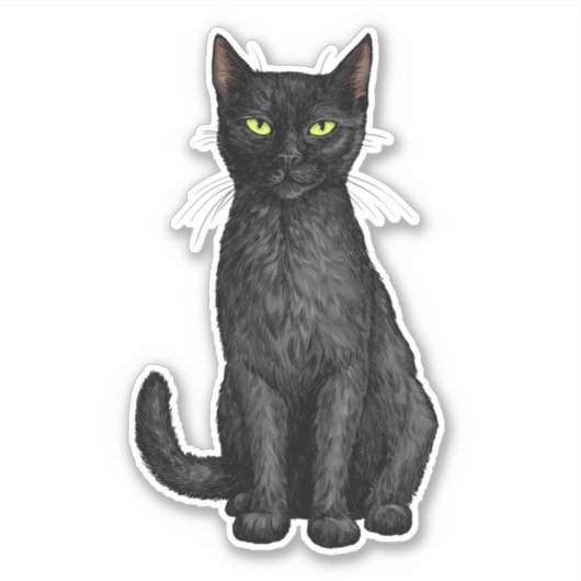 Zwarte kat sticker (Voorkant)