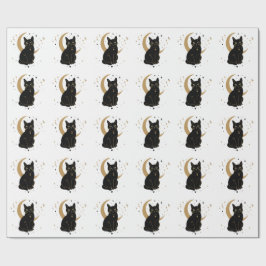 Zwarte kat sticker cadeaupapier