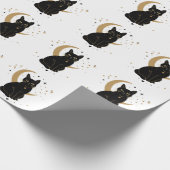 Zwarte kat sticker cadeaupapier (Hoek)