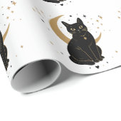 Zwarte kat sticker cadeaupapier (Rol Hoek)