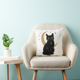Zwarte kat sticker kussen
