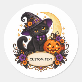 Zwarte kat sticker voor Halloween op maat