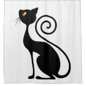zwarte kat-stijl douchegordijn (Voorkant)