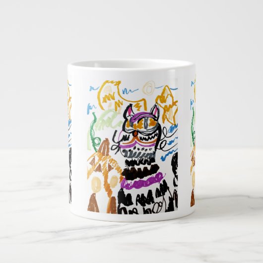 Zwarte Kat stijl herfst Grote Koffiekop (Voorkant)