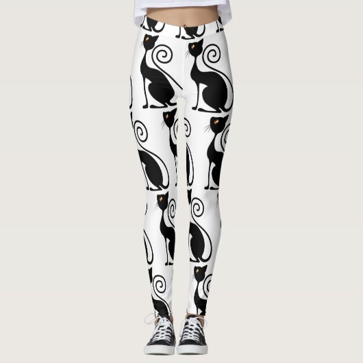 zwarte kat-stijl leggings (Voorkant)