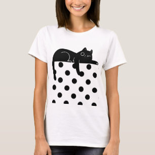Zwarte kat Stippen T-shirt